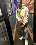 Cream Cotton Graphic Pullover - Men's