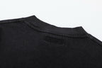 Black Cotton Motif Crewneck - Men's