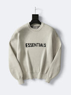 Cream Wool Text Logo Crewneck - Men's