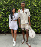 Striped Hem Silk Shorts - Men's