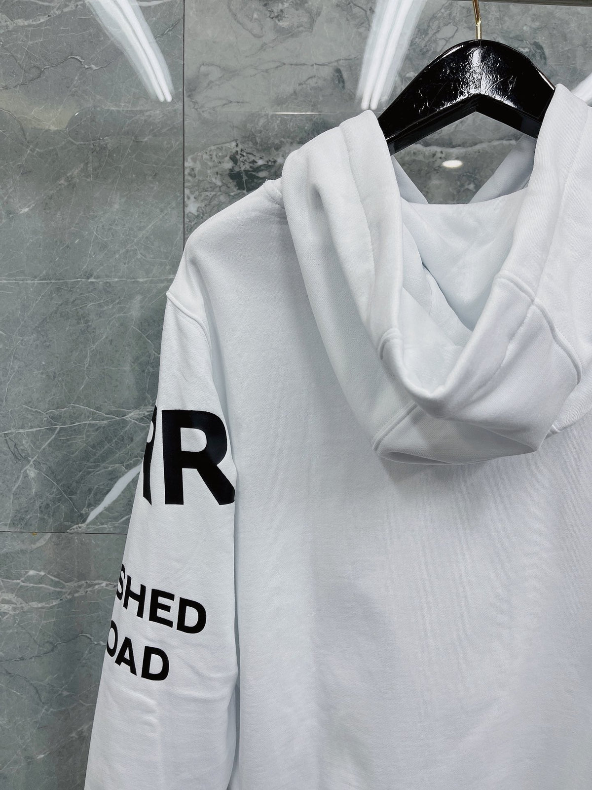 Black Cotton Text Print Pullover - Men's