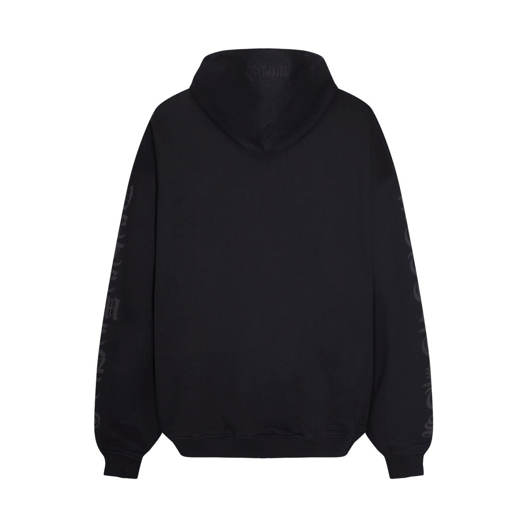 Black Cotton Tonal Graphic Pullover - Men's