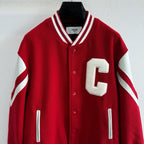 Black Wool Contrast Sleeve Varsity - Men's