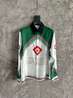 Futuro Optimisto Print Silk Polo Shirt - Men's