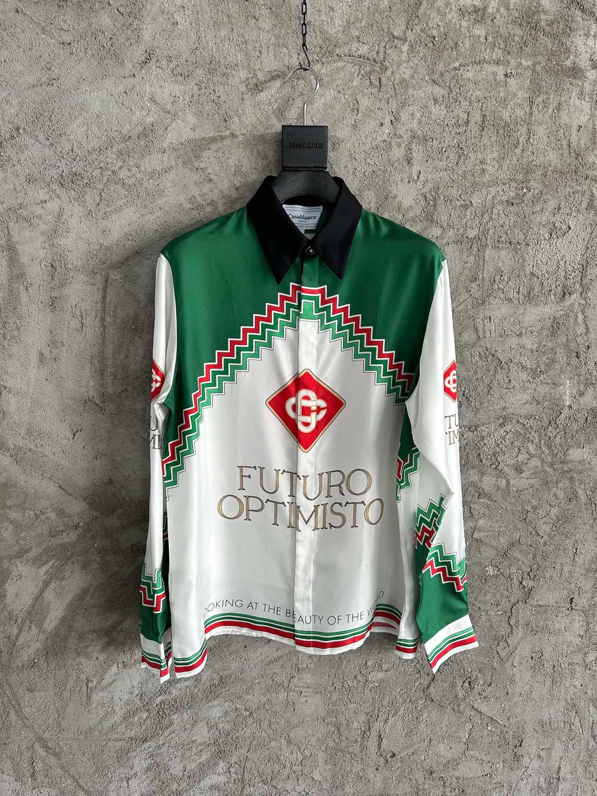 Futuro Optimisto Print Silk Polo Shirt - Men's