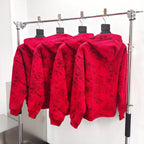 Red Cotton Web Print Pullover - Men's
