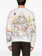 Pink Wool Print Crewneck - Men's