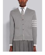 Grey Wool Bar Stripe Cardigan - Men's