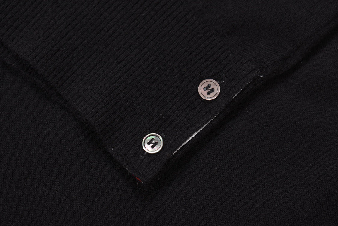 Grey Wool Four-Bar Crewneck - Men's