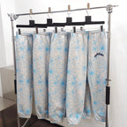 White Cotton Web Print Joggers - Men's