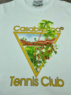 Green Cotton Tennis Graphic Crewneck - Men's