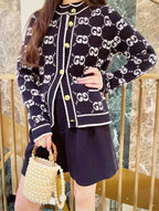 Black Jacquard Monogram Cardigan - Men's