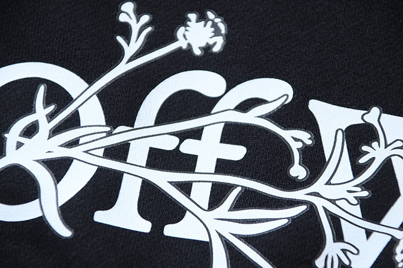 Black Cotton Gothic Text Crewneck - Men's