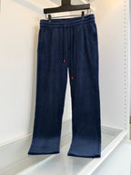 Navy Velour Drawstring Wide-Leg - Women's