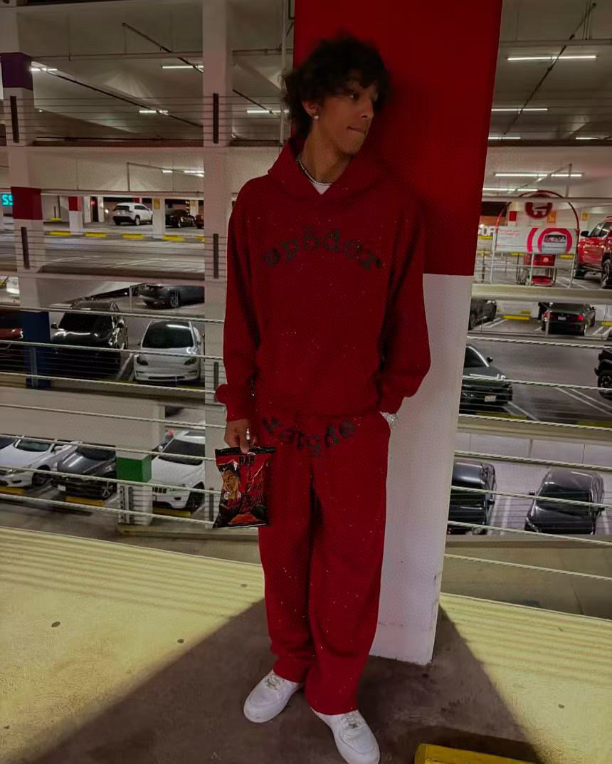 Red Cotton Graphic Pullover - Men's