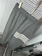 Grey Cotton Four-Bar Joggers - Men's