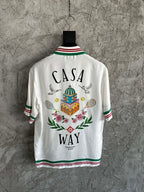 Crest Trim Silk Shirt - Men's