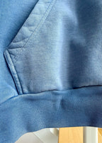 Blue Cotton Washed Logo Pullover - Men's