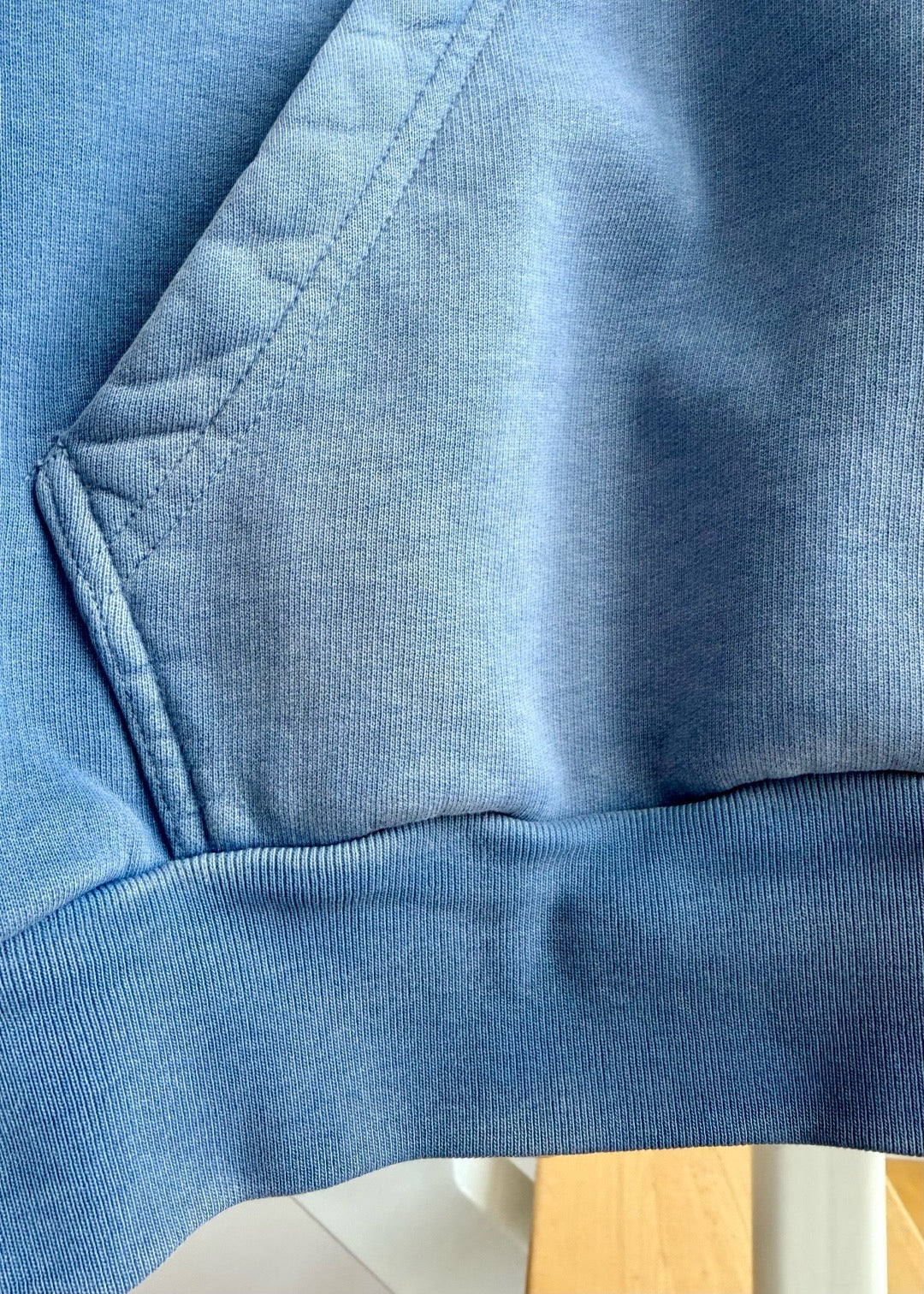 Blue Cotton Washed Logo Pullover - Men's