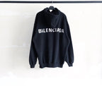 Black Cotton Bold Text Pullover - Men's