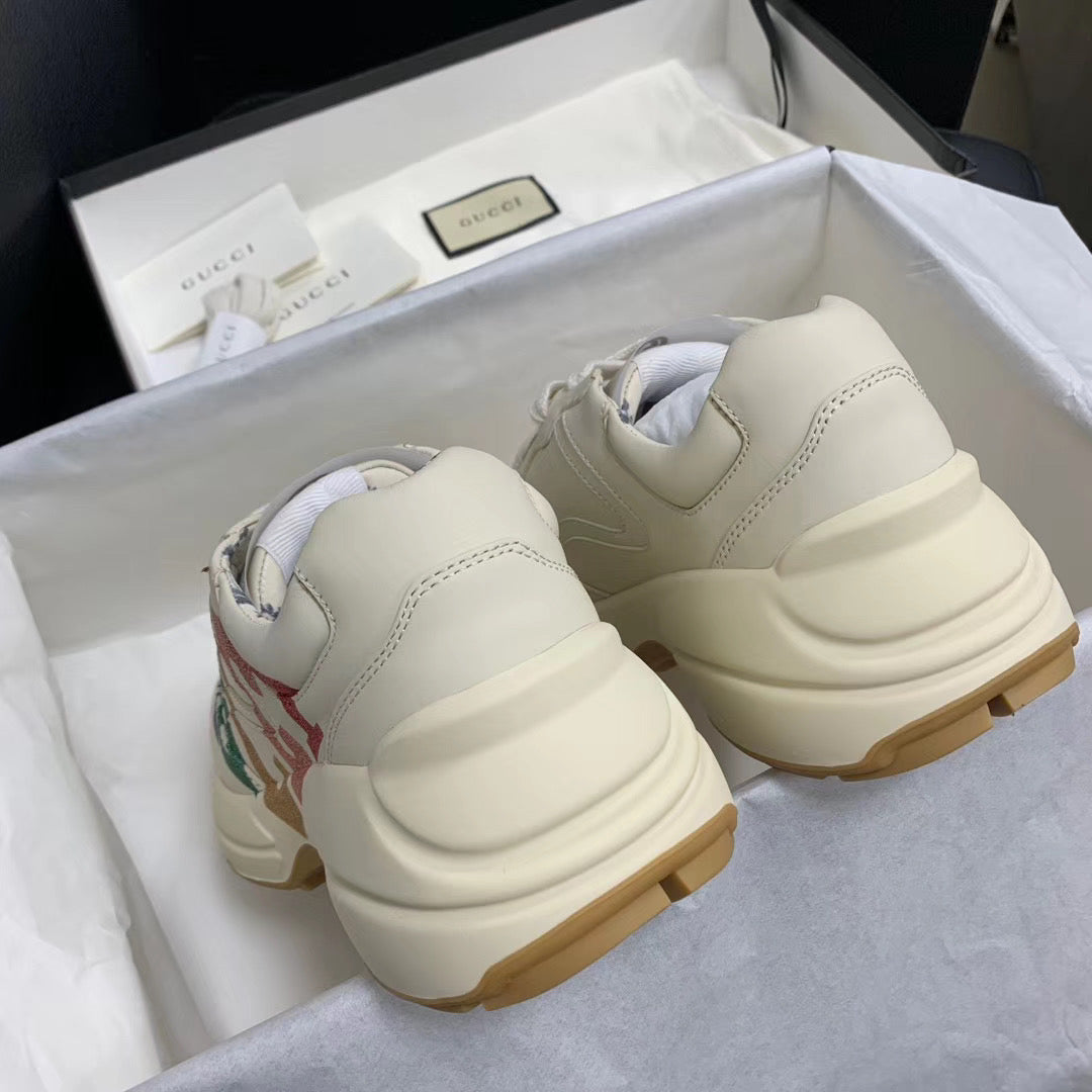 Cream Leather Graphic Chunky - Women's