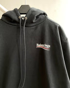 Black Cotton Chest Logo Half-Zip - Men's