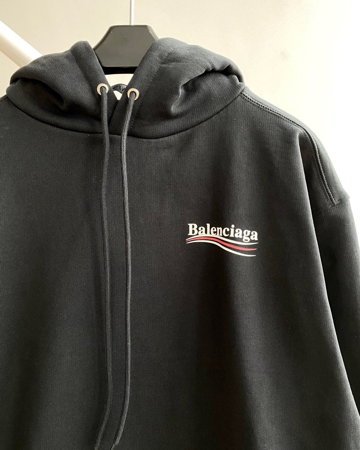 Black Cotton Chest Logo Half-Zip - Men's
