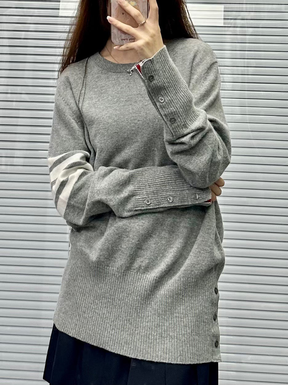 4-Bar Crewneck Navy Knit - Men's