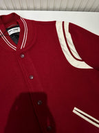 Navy Wool Striped Trim Varsity - Men's