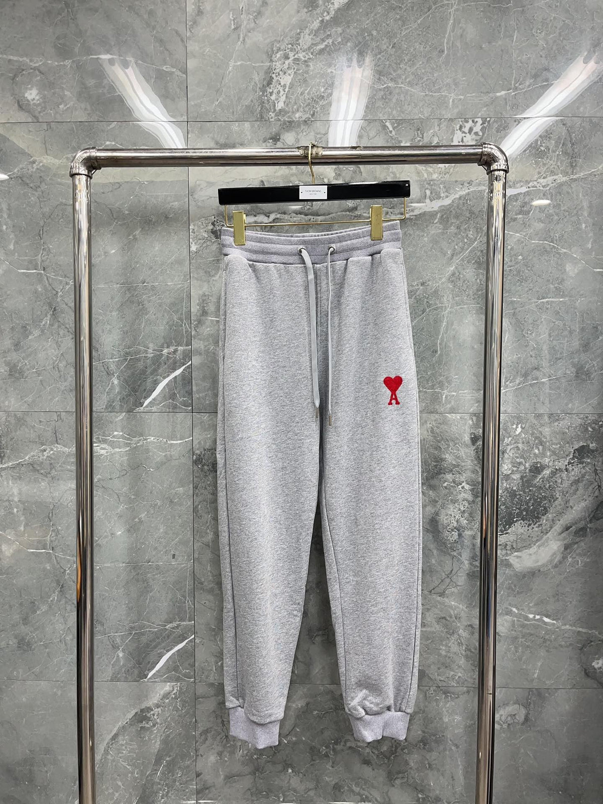 Black Cotton Heart Logo Joggers - Men's
