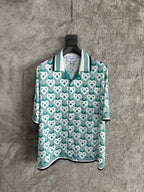 Teal Floral Print Silk Shirt - Men's