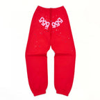 Red Cotton Numeral Print Joggers - Men's