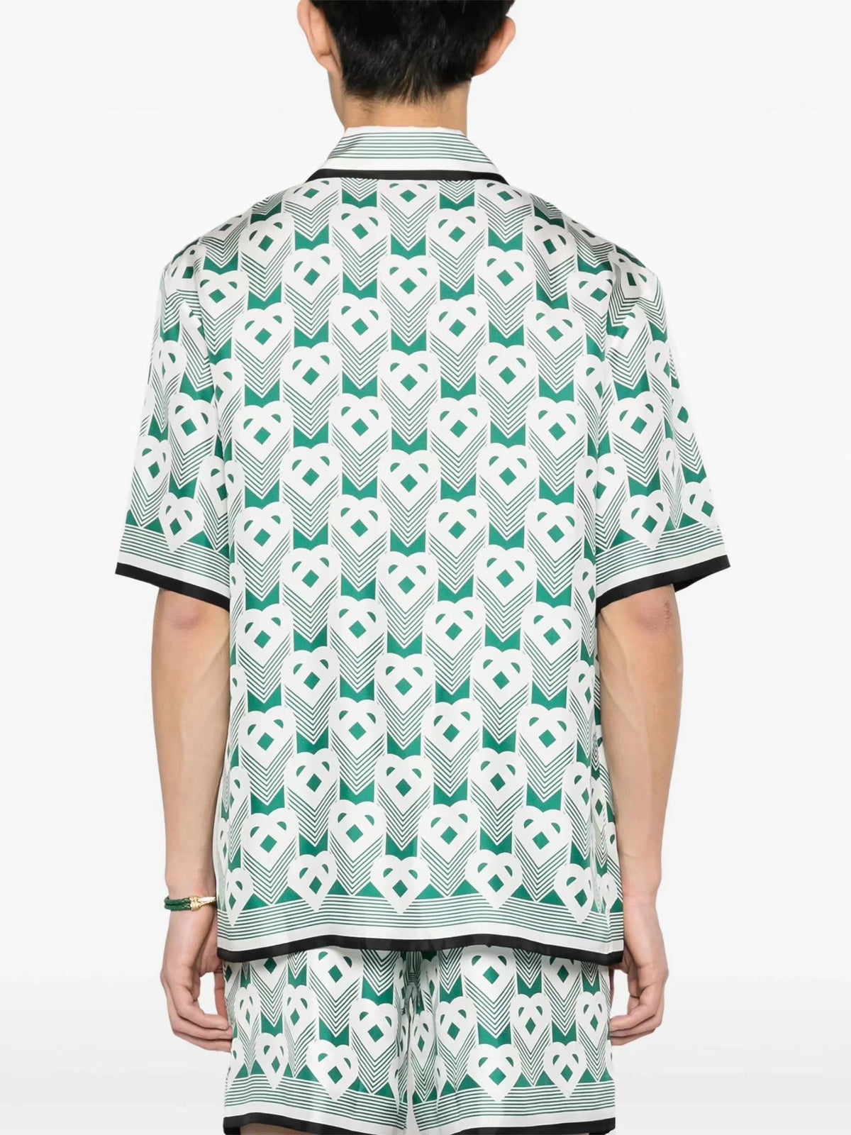 Teal Floral Print Silk Shirt - Men's