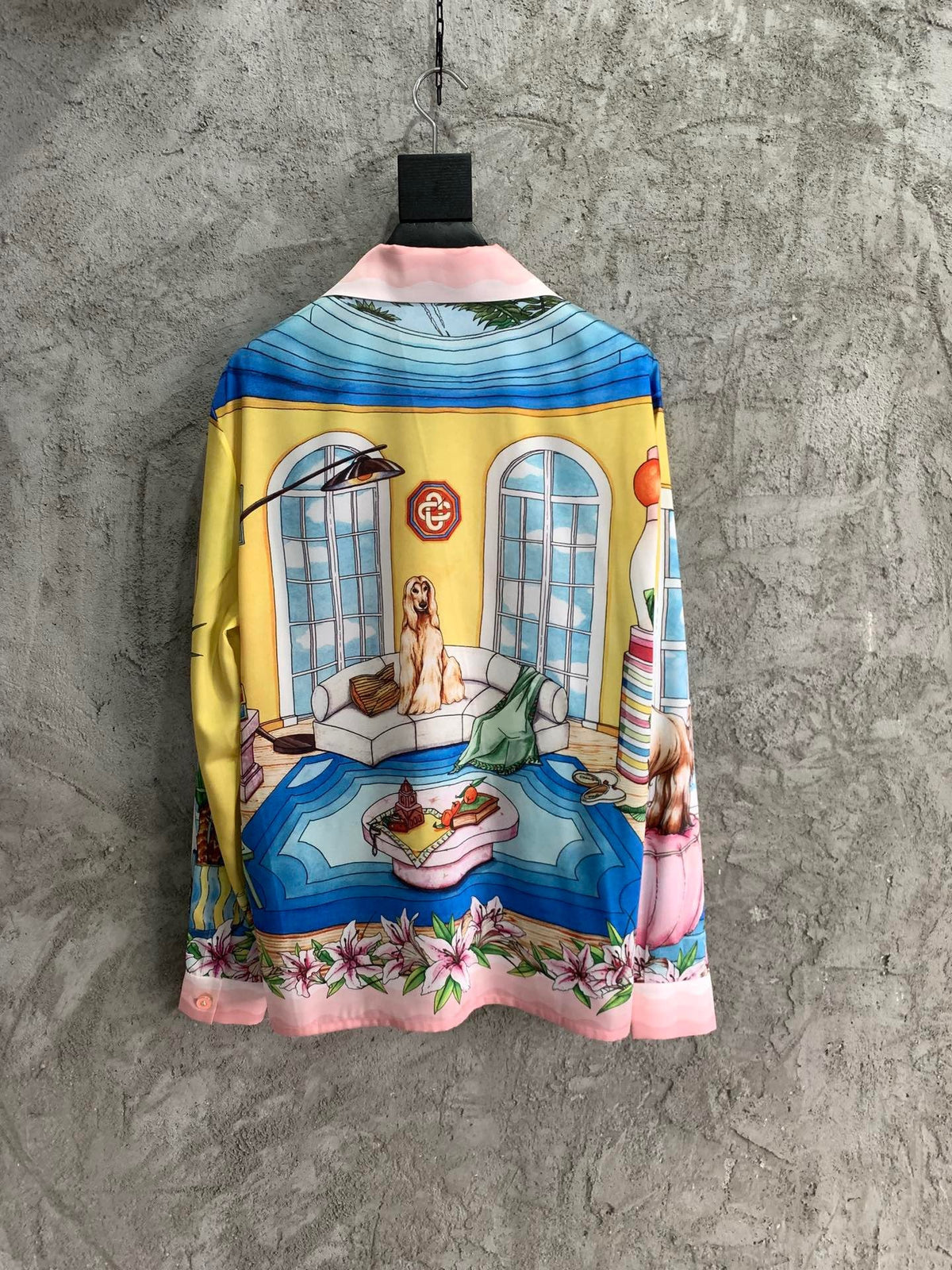 Pink Scenic Print Silk Shirt - Men's