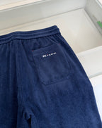 Navy Velour Drawstring Wide-Leg - Women's
