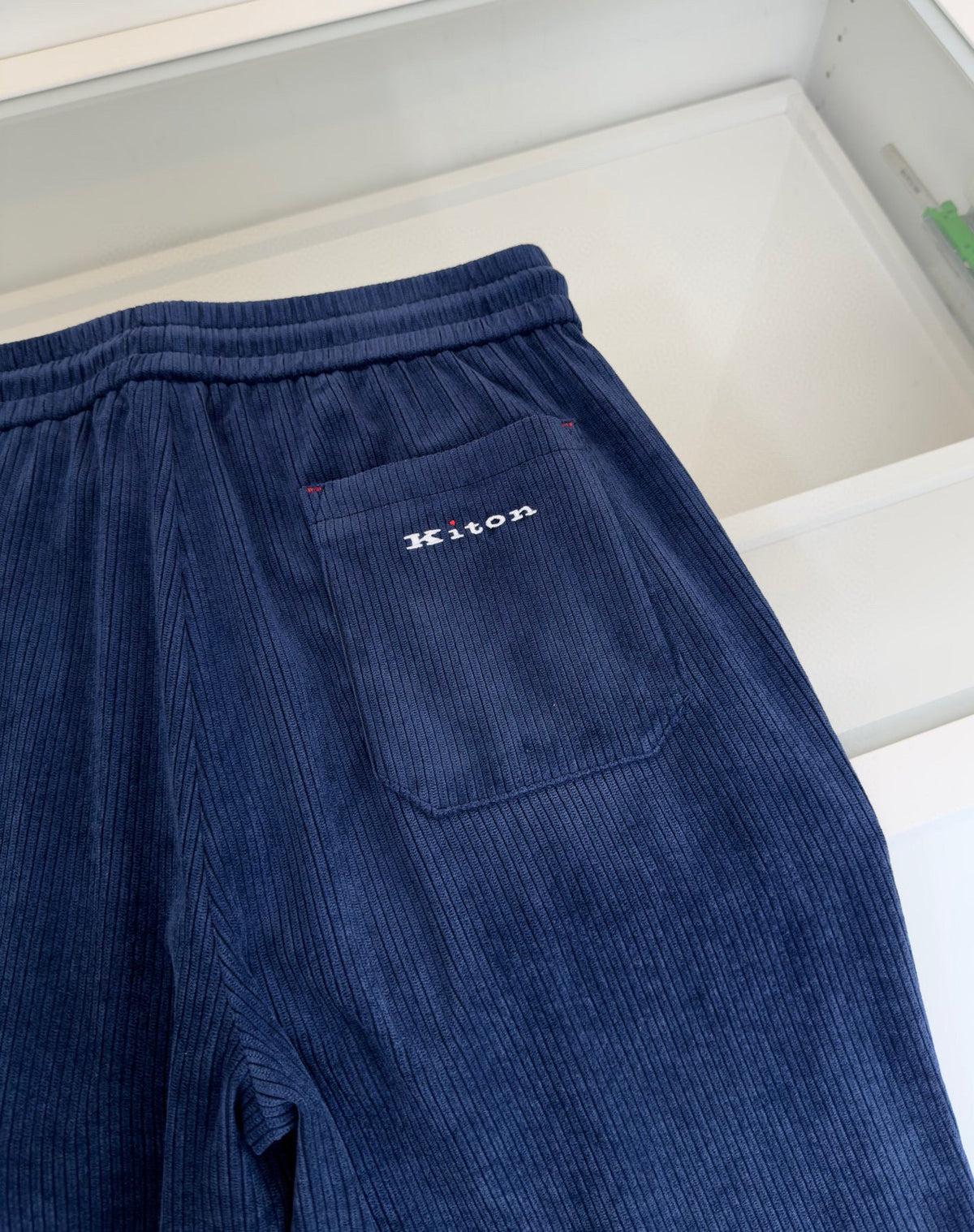 Navy Velour Drawstring Wide-Leg - Women's