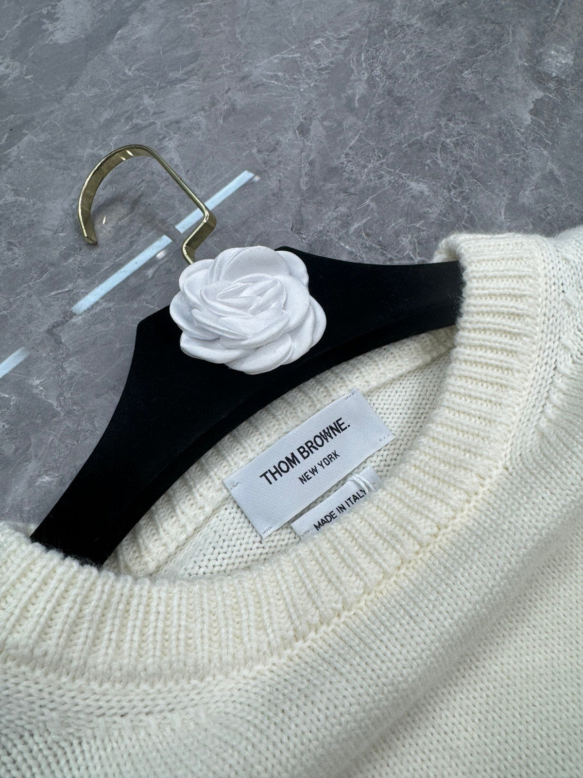 4-Bar Crewneck Navy Sweater - Men's