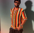 Rainbow Striped Silk Shirt - Men's