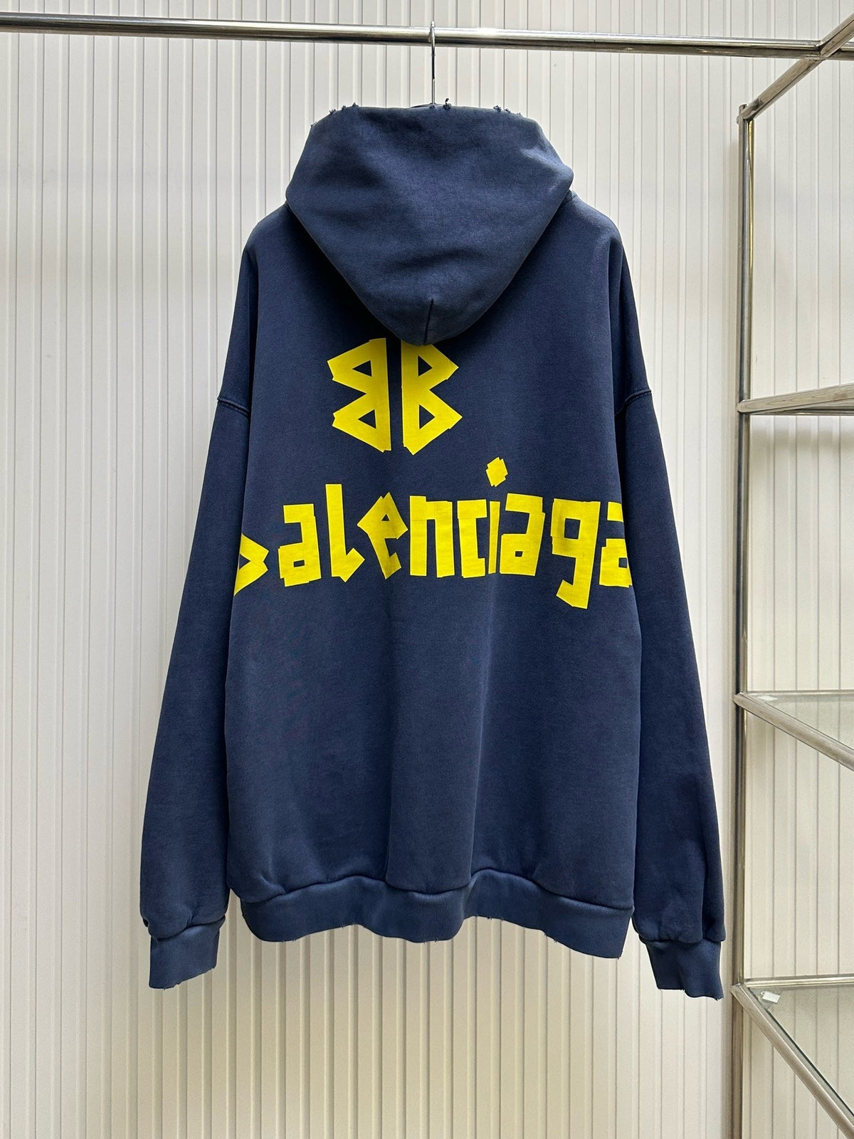 Navy Cotton Bold Text Pullover - Men's
