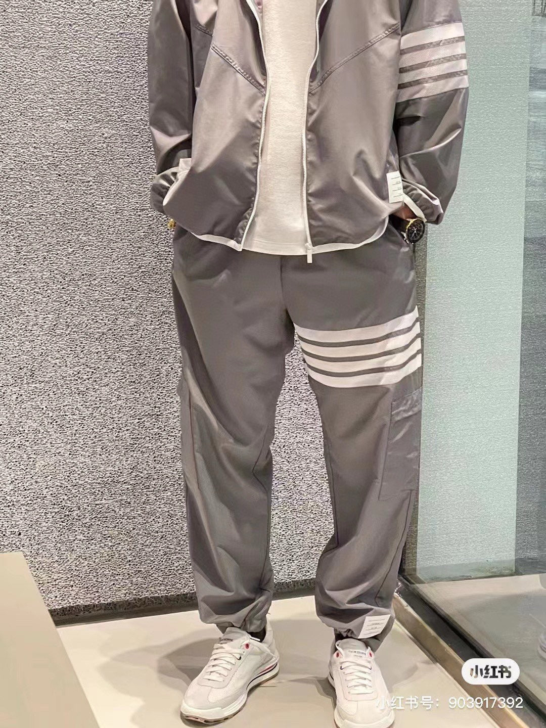 Grey Cotton Striped Cargo - Men's