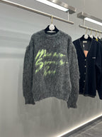 Grey Mohair Graphic Crewneck - Men's