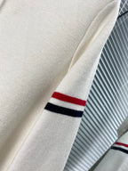 Navy Cotton Striped Sleeve Zip-Through - Men's