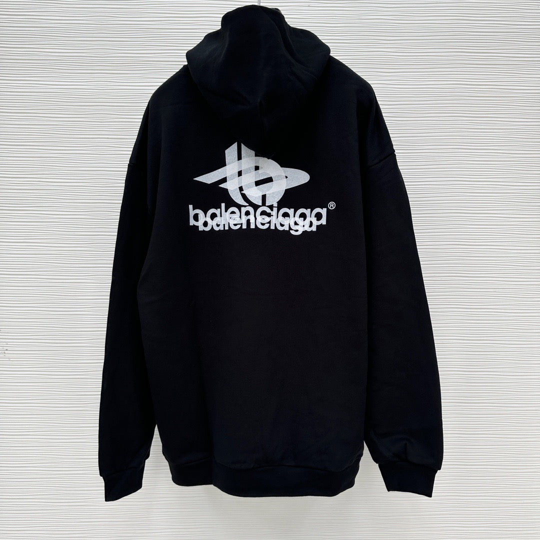 Black Cotton Logo Pullover - Men's