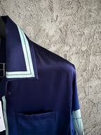 Blue Silk Gradient Print Short-Sleeve - Men's