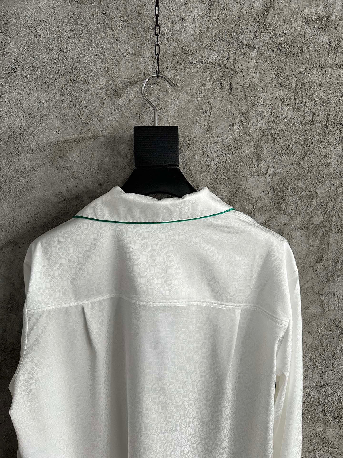 White Silk Piped Long-Sleeve - Men's