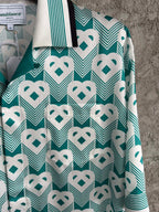 Teal Floral Print Silk Shirt - Men's