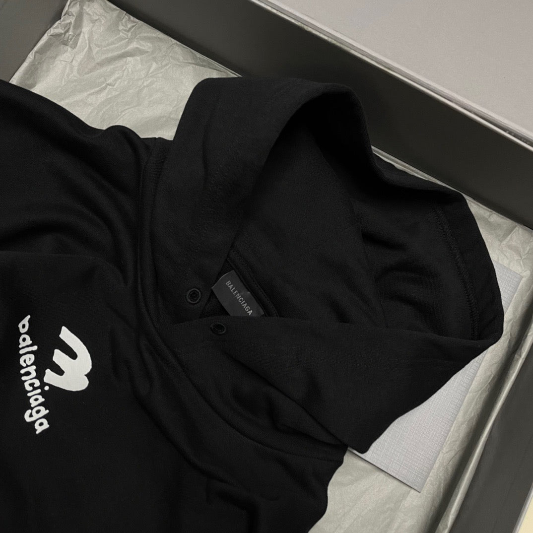 Black Cotton Tonal Pullover - Men's