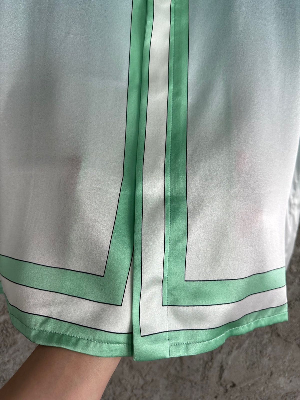 Green Silk Gradient Print Short-Sleeve - Men's