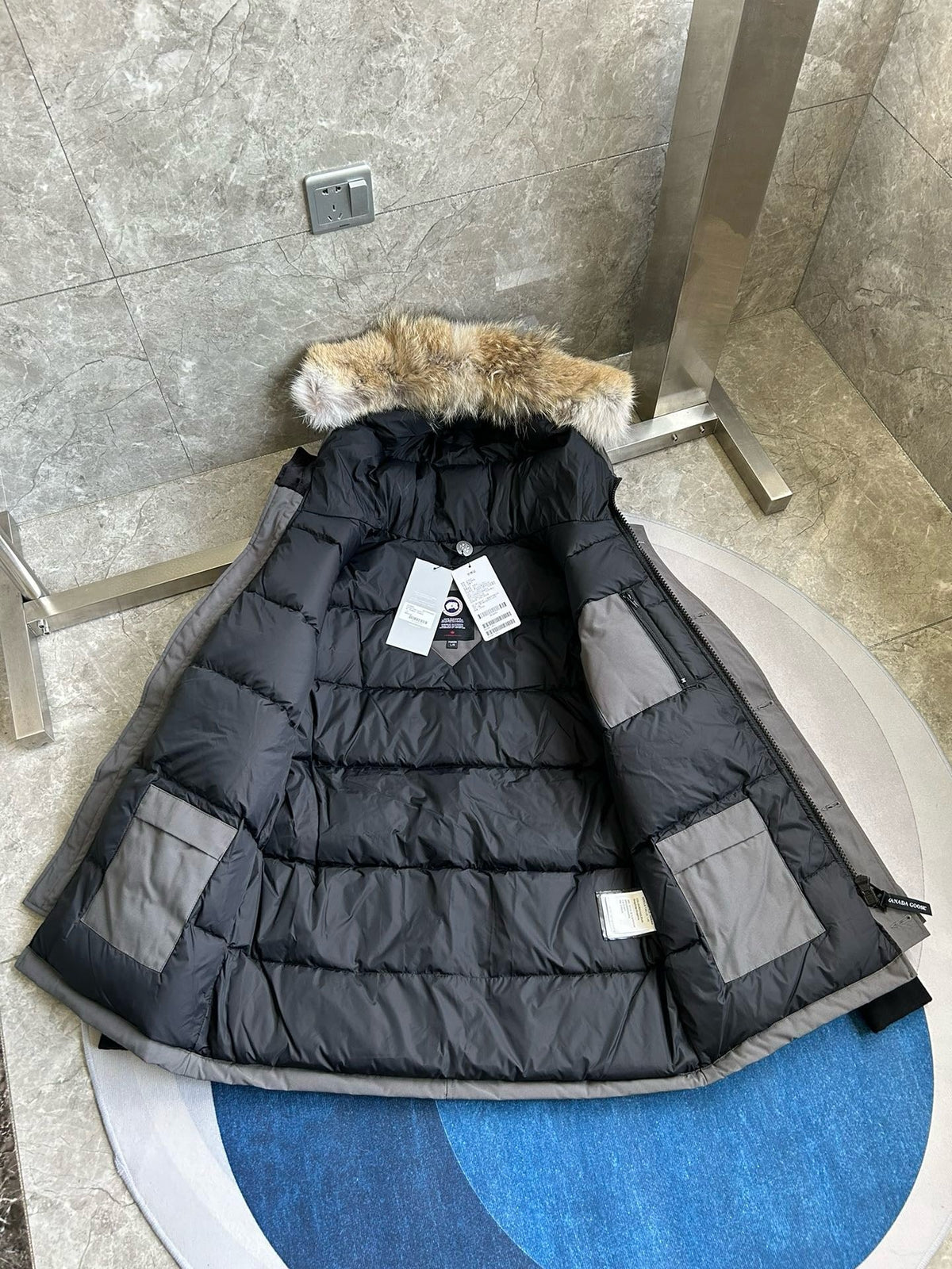 Black and Grey Parka - Men's