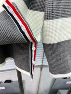 Cream Wool Striped Cardigan - Men's